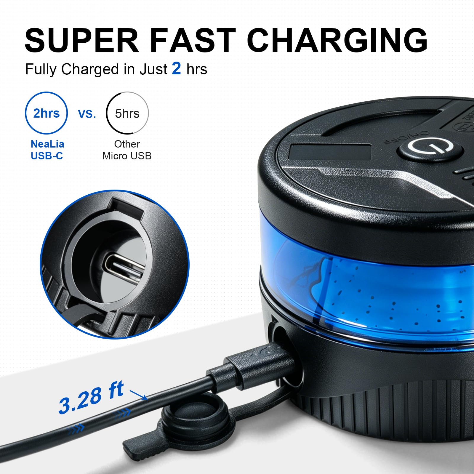 NeaLia USB-C port detail showing fast charging convenience and reliability