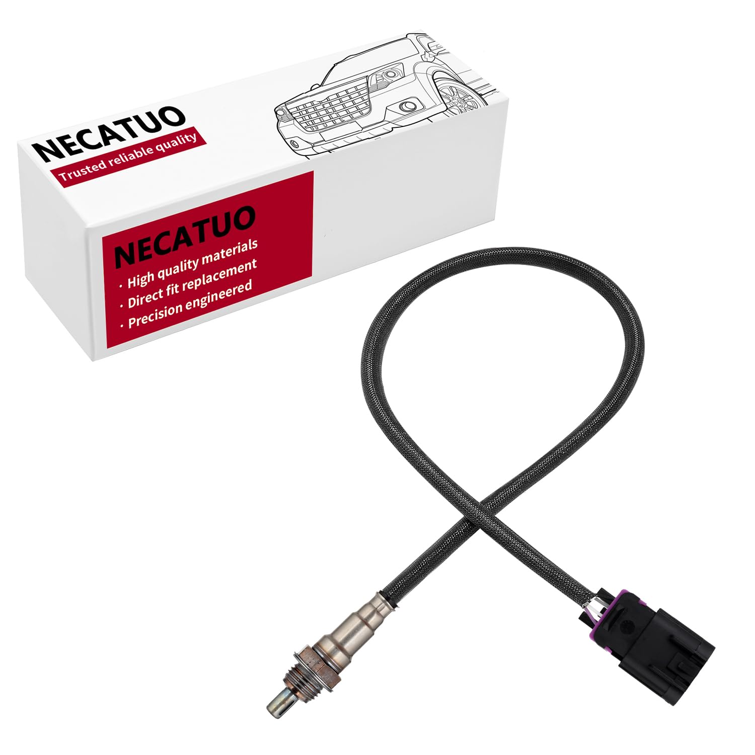 NECATUO front view of 4016021 oxygen sensor showing exact OE fit benefit