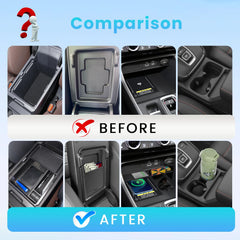 Neepiar armrest storage box installed in CR-V showing organized small-item access