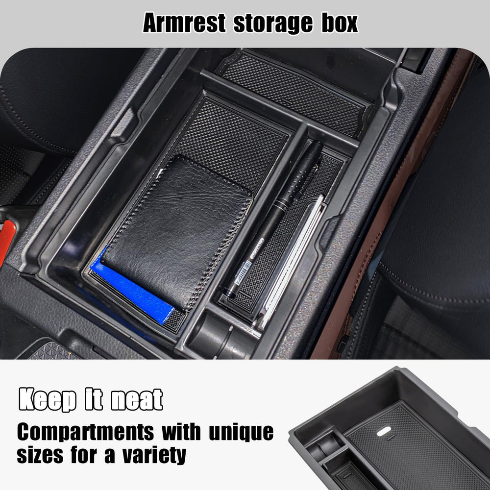 Neepiar center control bracket tray holding coins and cables for quick access while driving