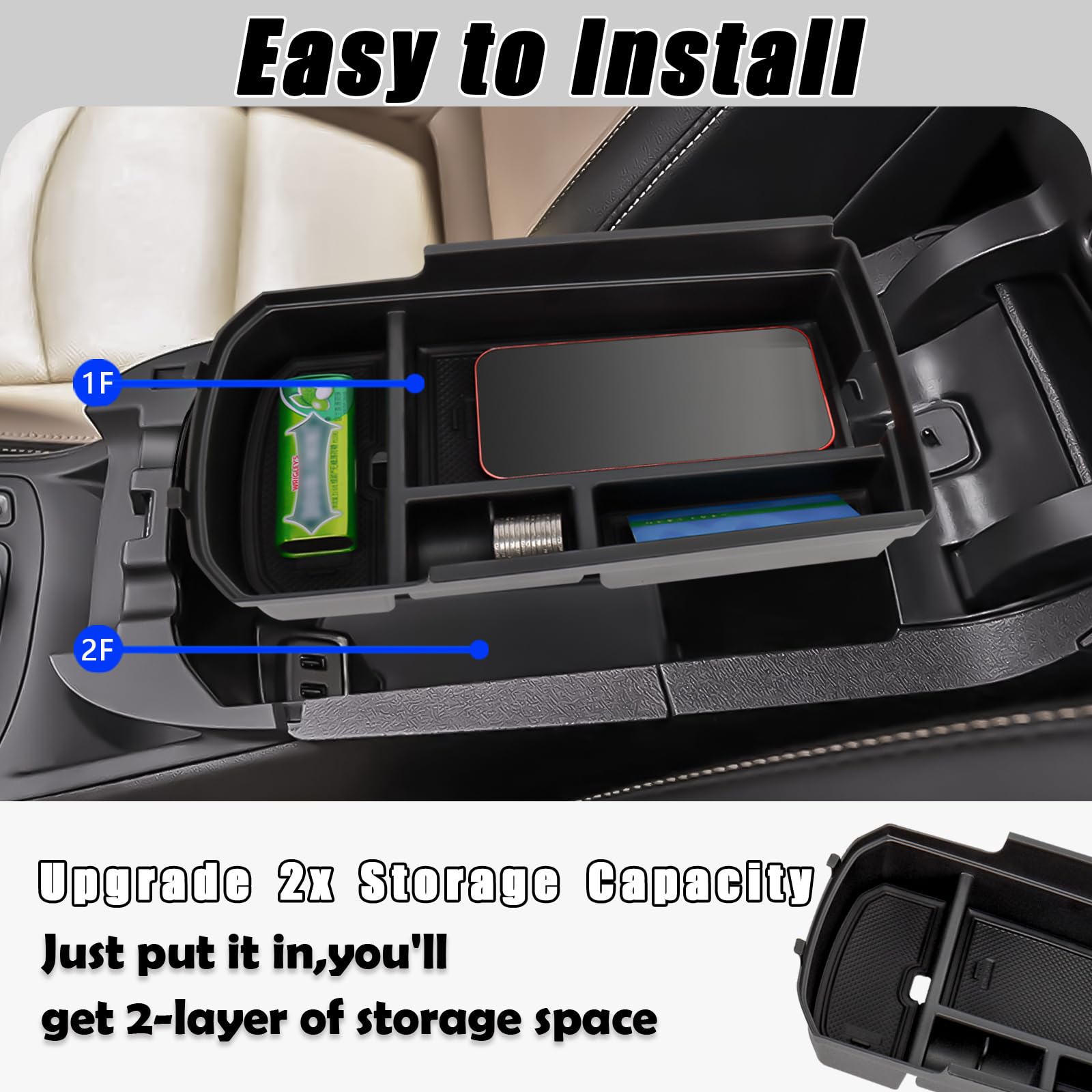 Neepiar coin compartment and rubber pads detail reducing noise and securing small items