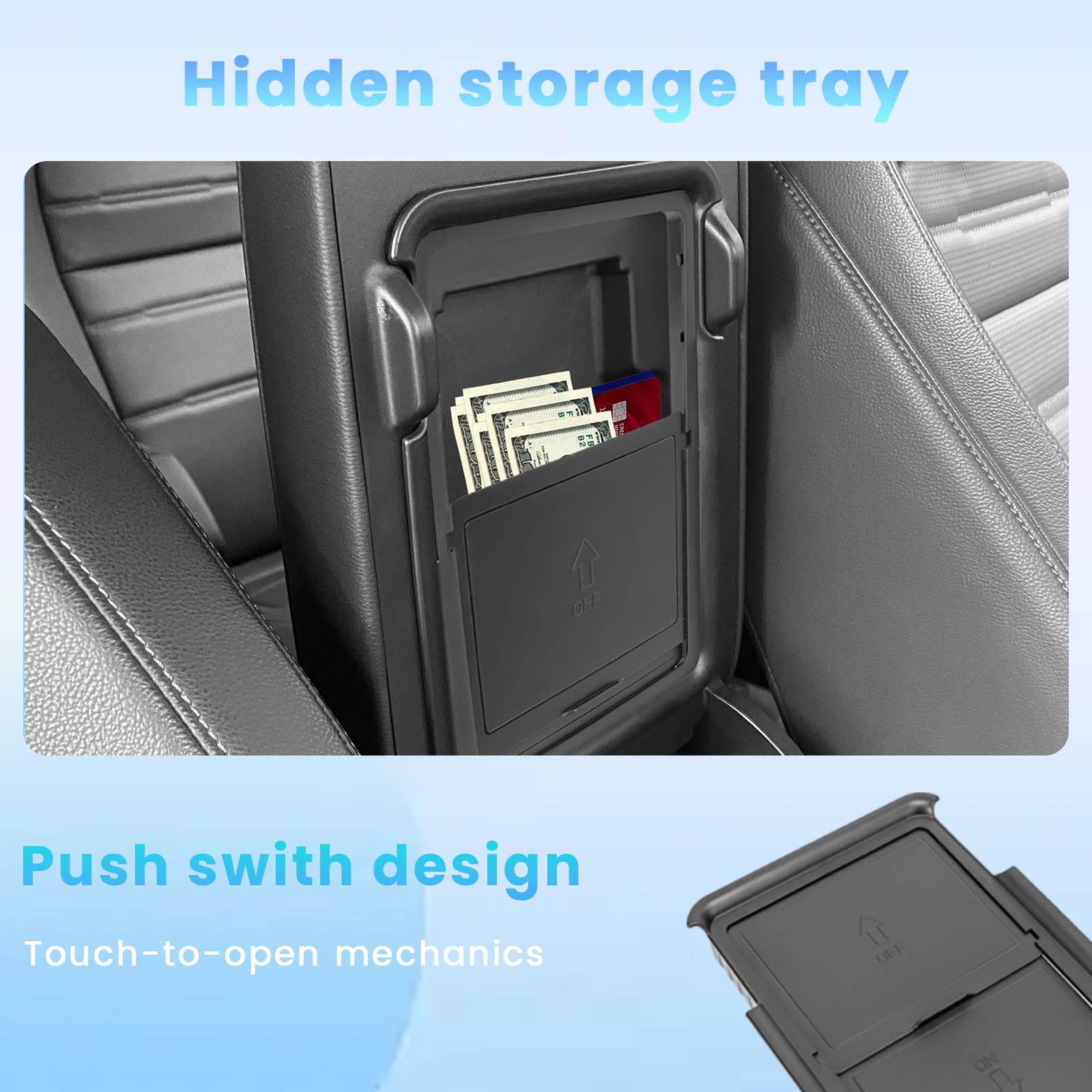 Neepiar cup holder tray holding phone and cup showing stable, spill-reducing fit