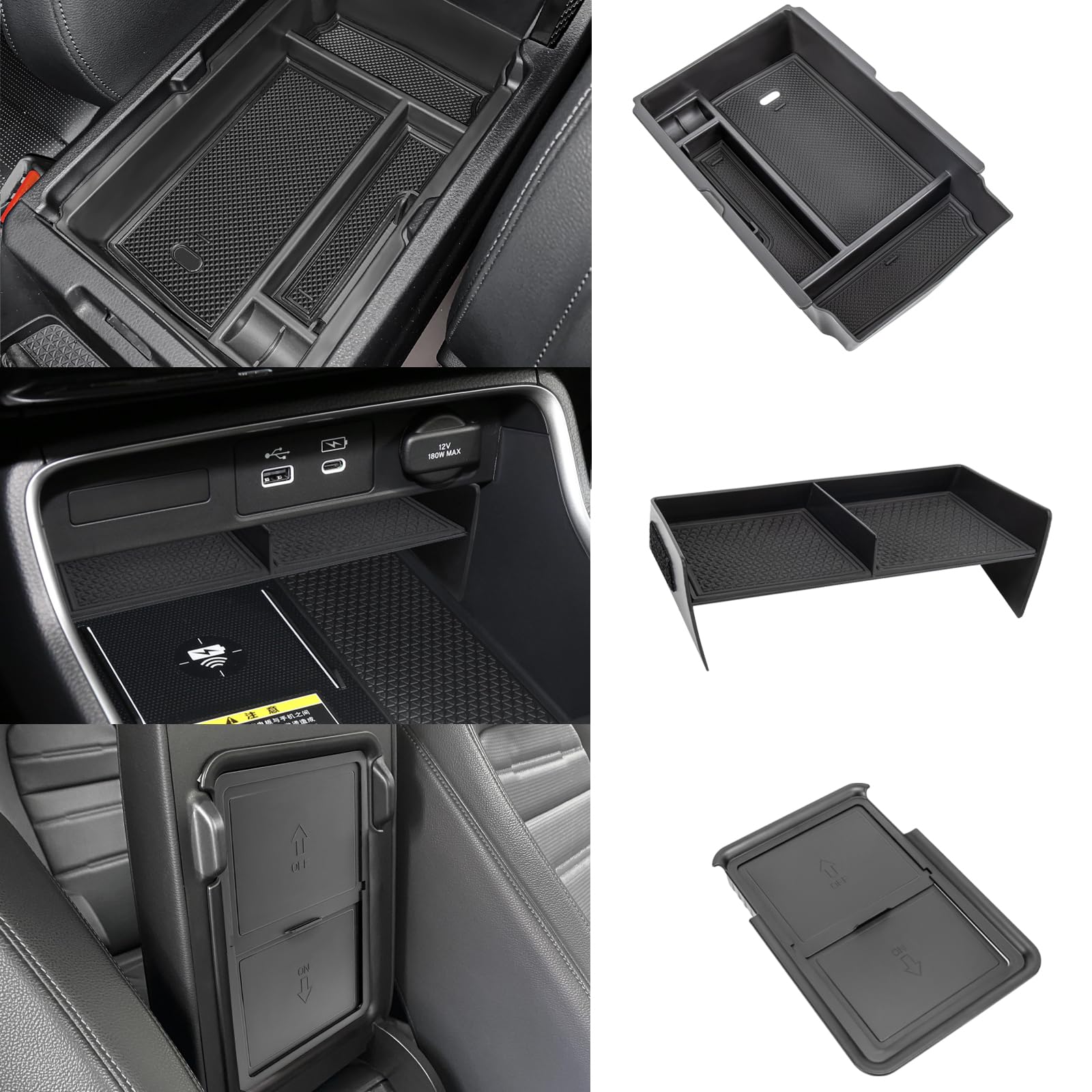 Neepiar front view of center console organizer showing neat installed look and improved storage