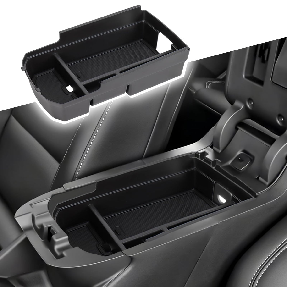 Neepiar front view of console organizer showing neat fit and quick access for Terrain