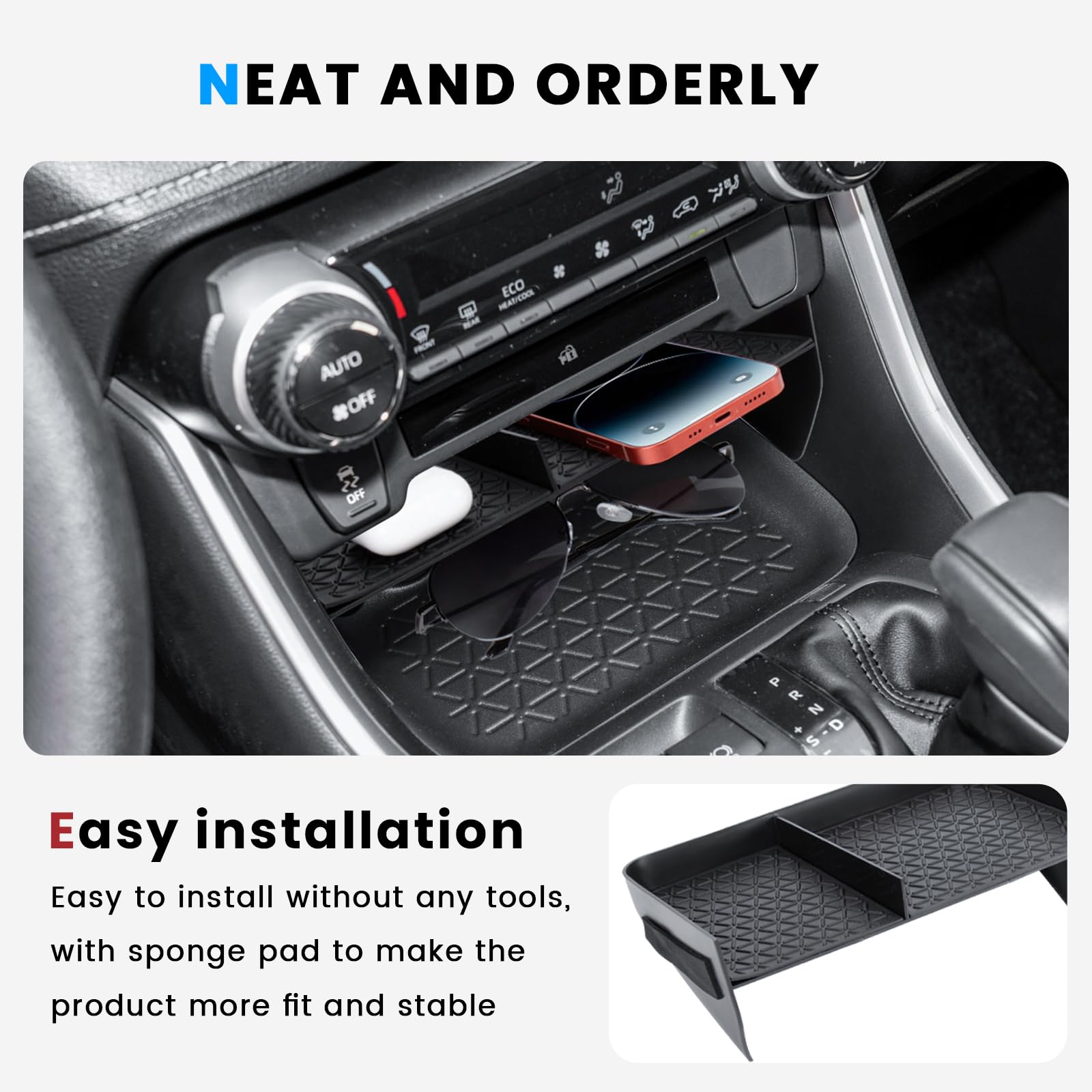 Neepiar installation demo in RAV4 showing tool-free fitting