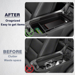 Neepiar tray installed in GMC Terrain console demonstrating organized storage and easy reach