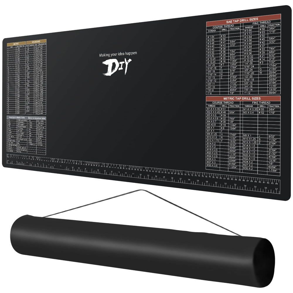 NELOMO front view mat showing full printable surface and layout, protects bench