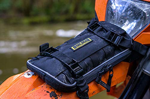 Nelson-Rigg fender bag in camp setting showing quick access to repair items