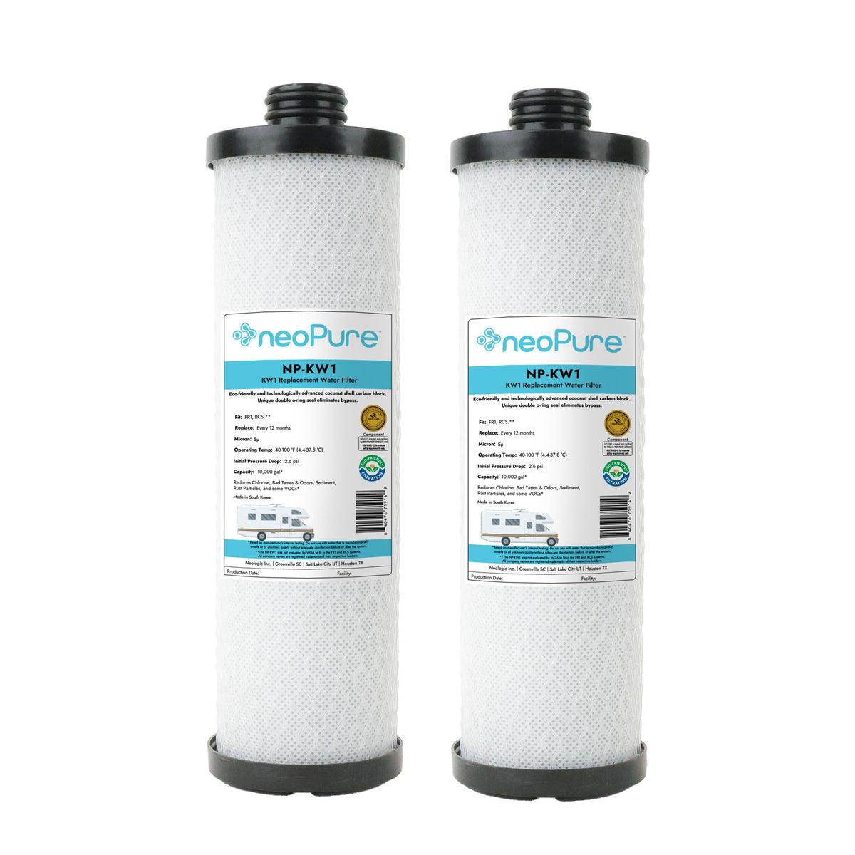Neo-Pure NP-KW1 front packaging showing 2-pack and compatibility for clear replacement