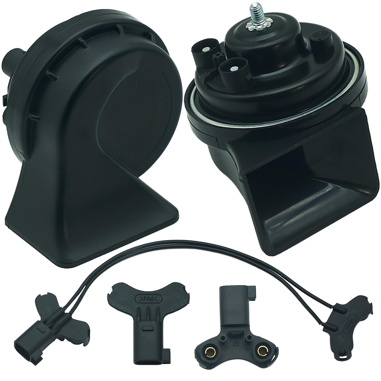 NEOGET front view of dual-tone horn kit shows robust construction and audible upgrade