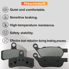 Neomech front pad installed on caliper showing improved stopping performance