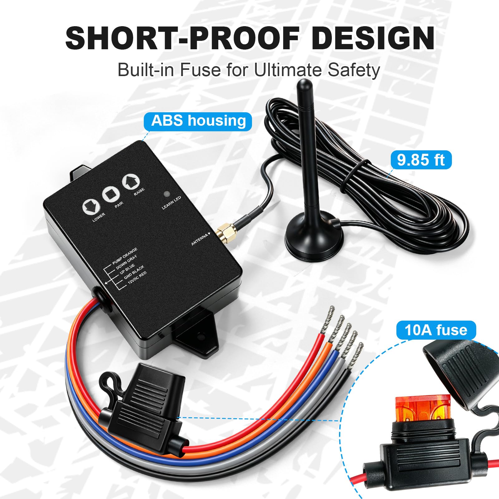 NEONLG CT621 remote open to show replaceable 12V 27A battery for continuous use