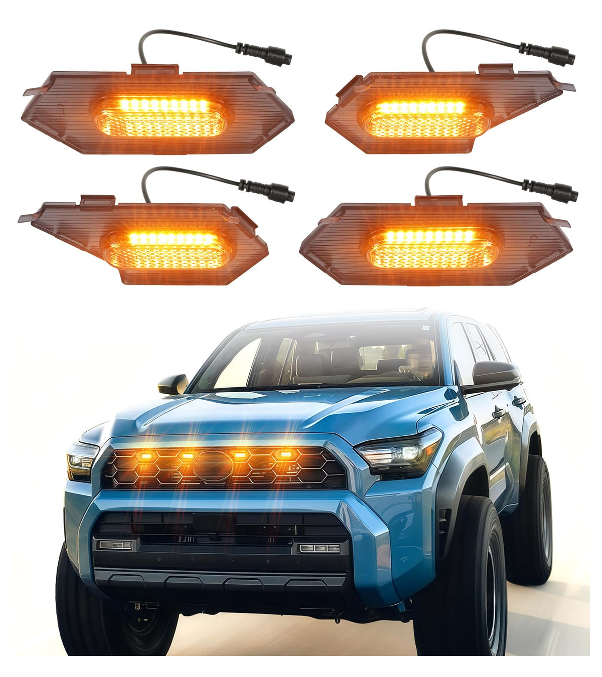 NEOXIST front grille installed on 4Runner showing amber LEDs for improved visibility