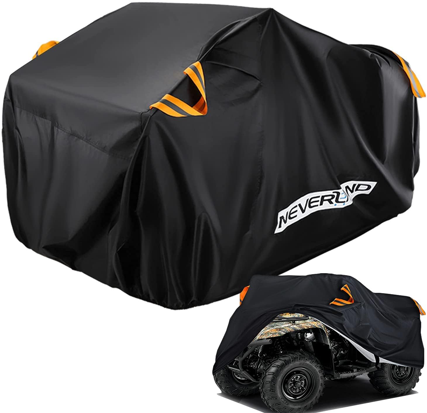 NEVERLAND front-view cover fitted on ATV showing full protection