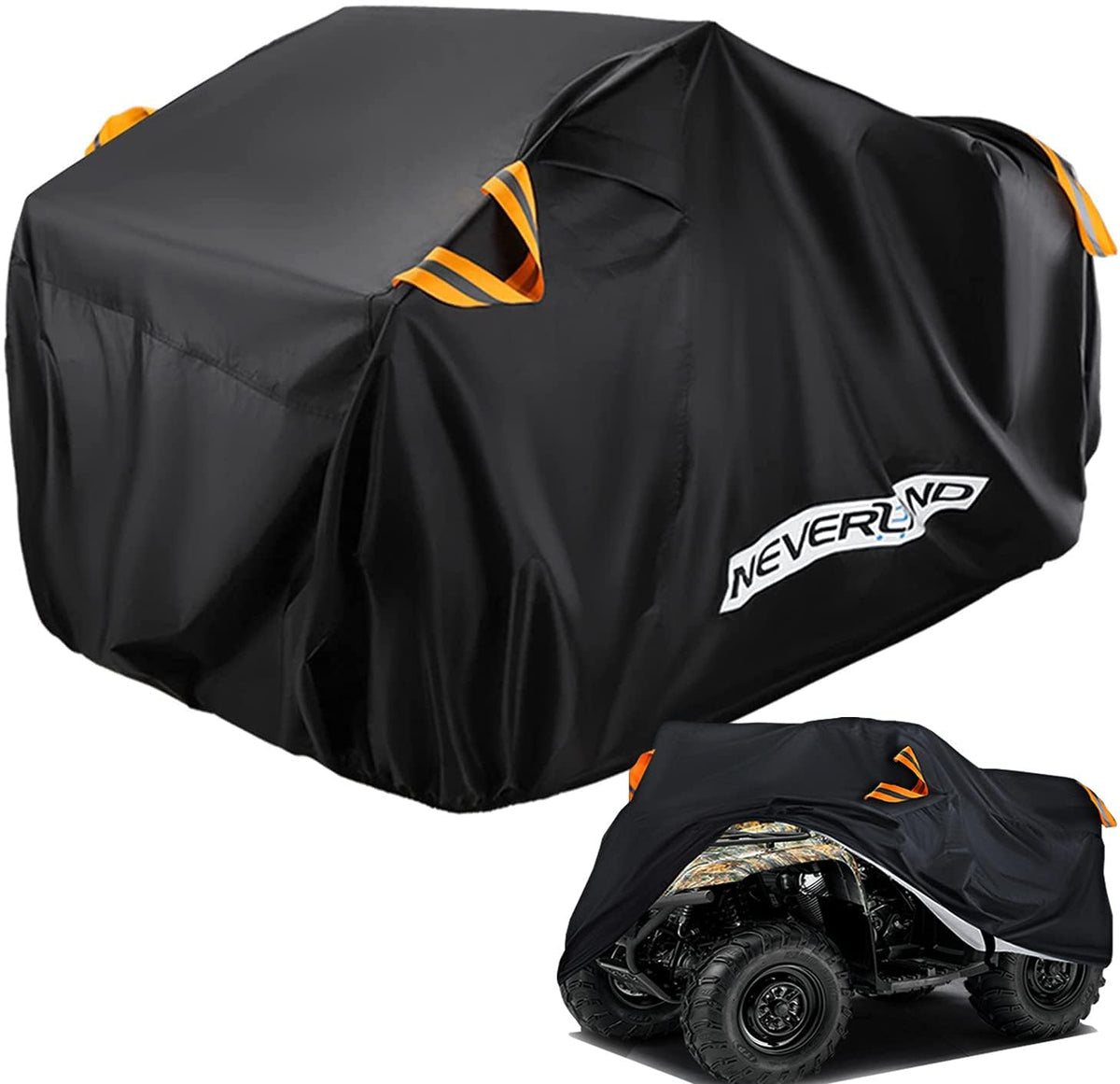 NEVERLAND front-view cover fitted on ATV showing full protection