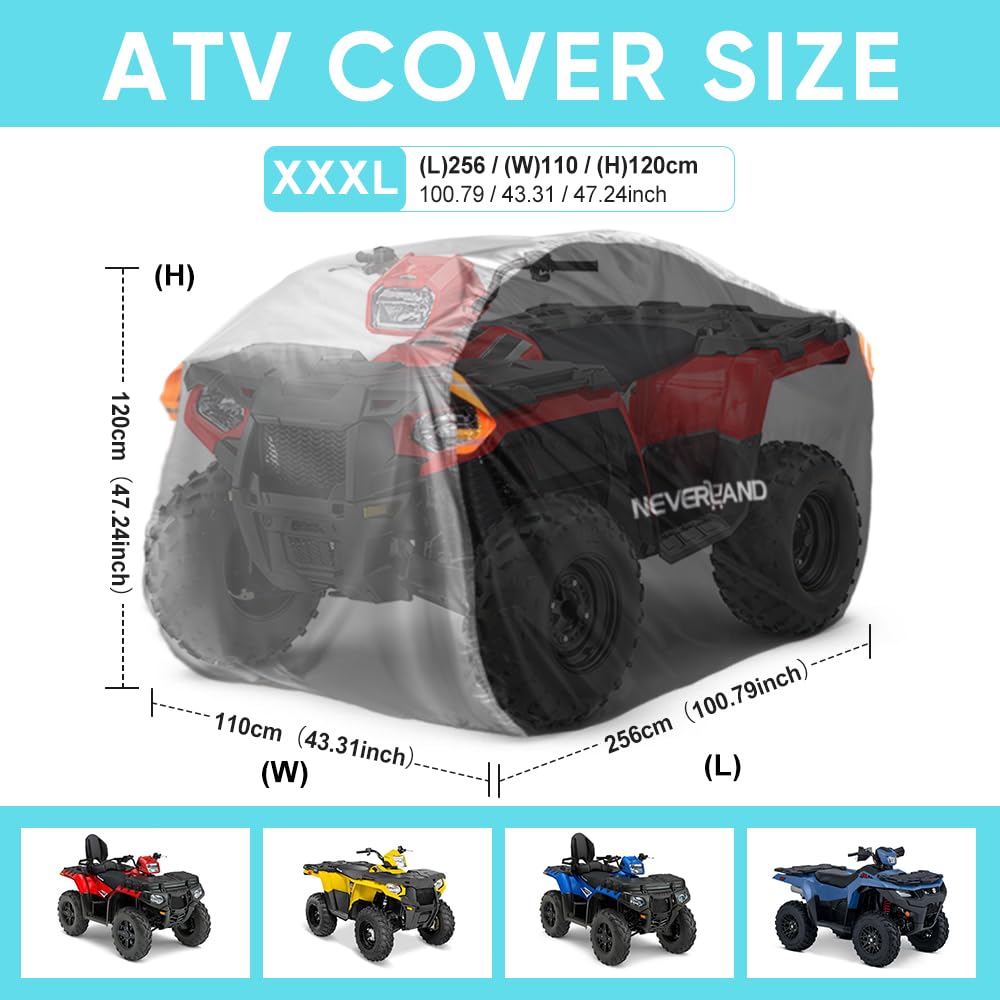 NEVERLAND cover fitted on ATV showing neat fit and protective coverage