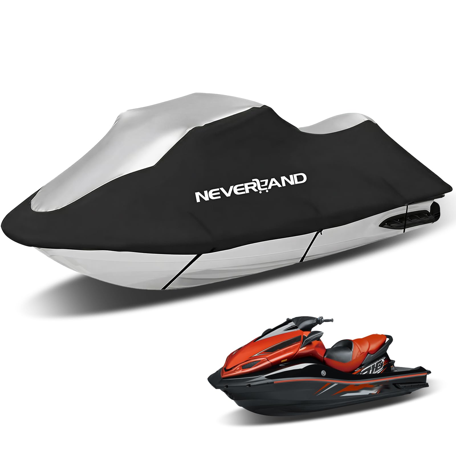 NEVERLAND front view of covered jetski showing secure fit and protection