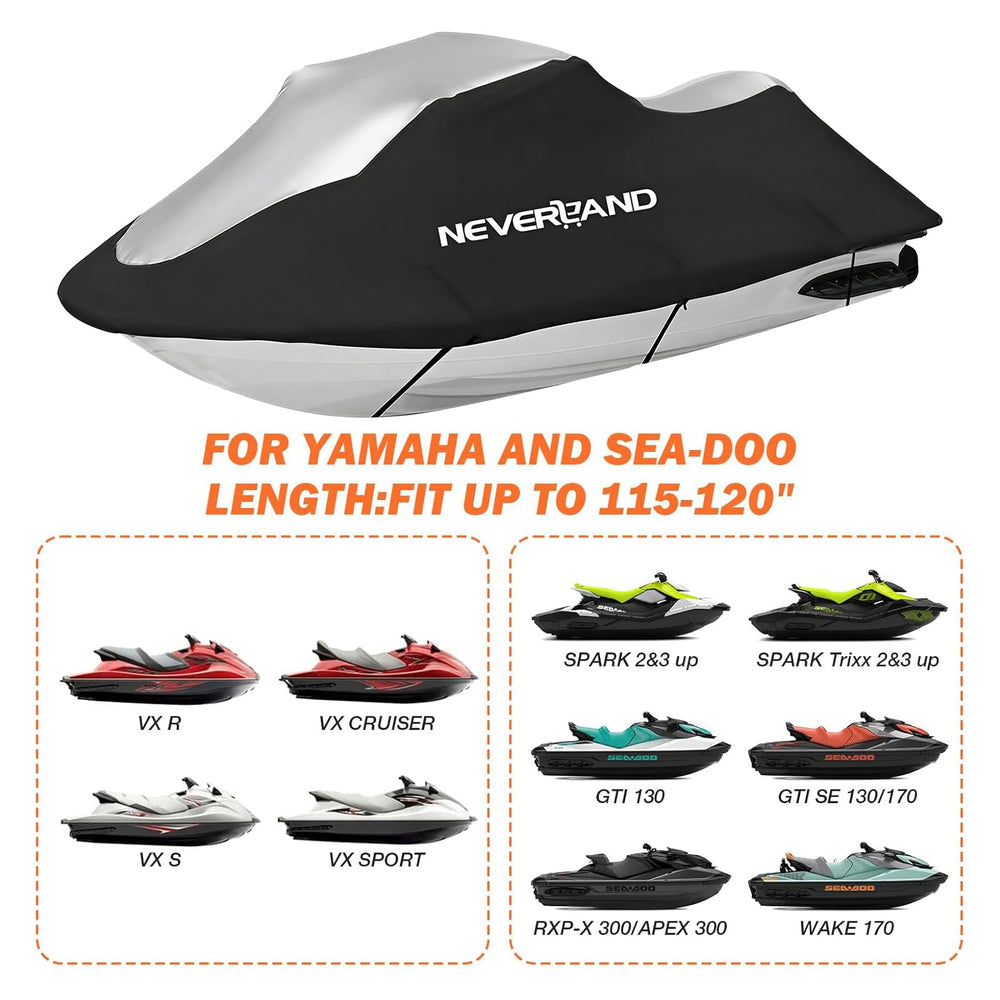 NEVERLAND side profile of covered PWC demonstrating secure hull coverage