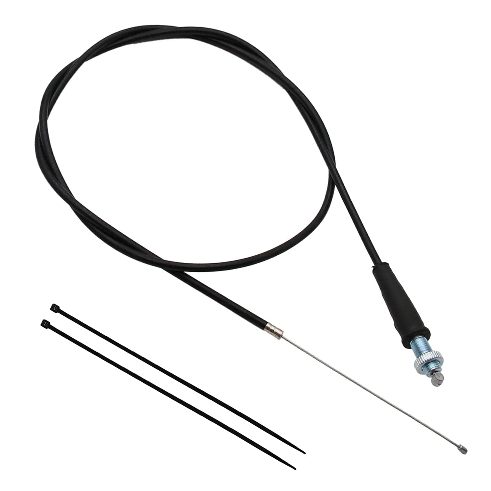 New Olym throttle cable front view showing full 60-inch length and quality finish for reliable control