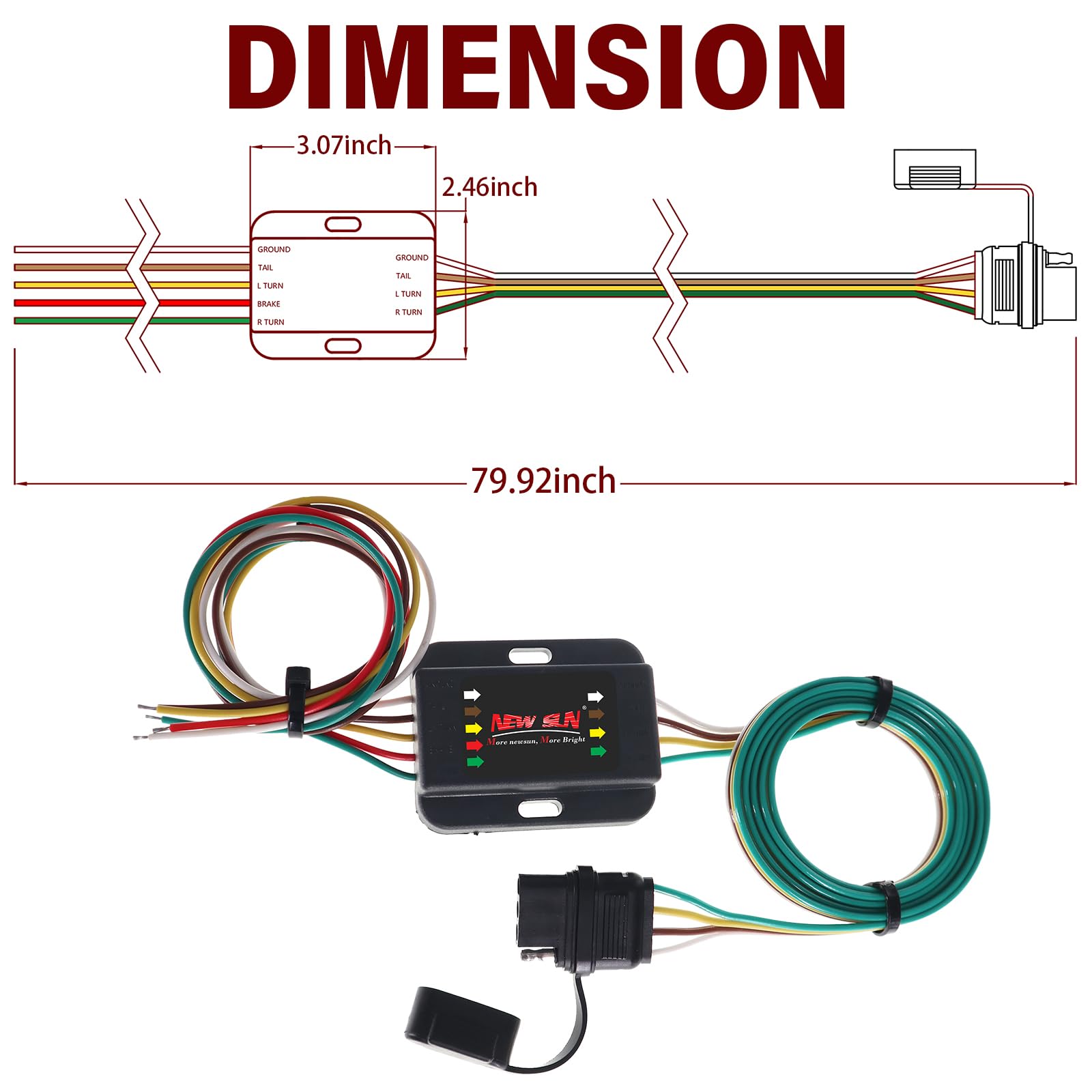 NEW SUN full 80 inch coiled harness offering flexible reach for towing