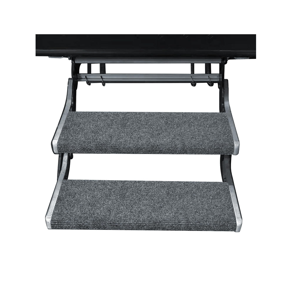 NEWFOM front view of packaged RV step covers showing set of two and labels, adds protection