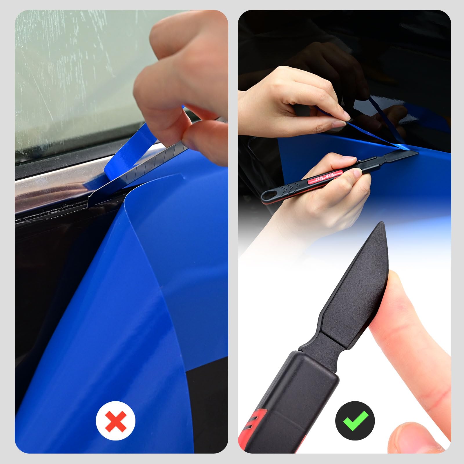 NEWISHTOOL curved edge trimming vinyl on a curved vehicle panel for versatility