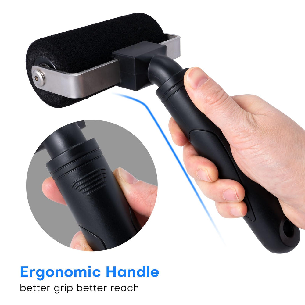 NEWISHTOOL smoothing a vinyl seam to show crease removal and edge control