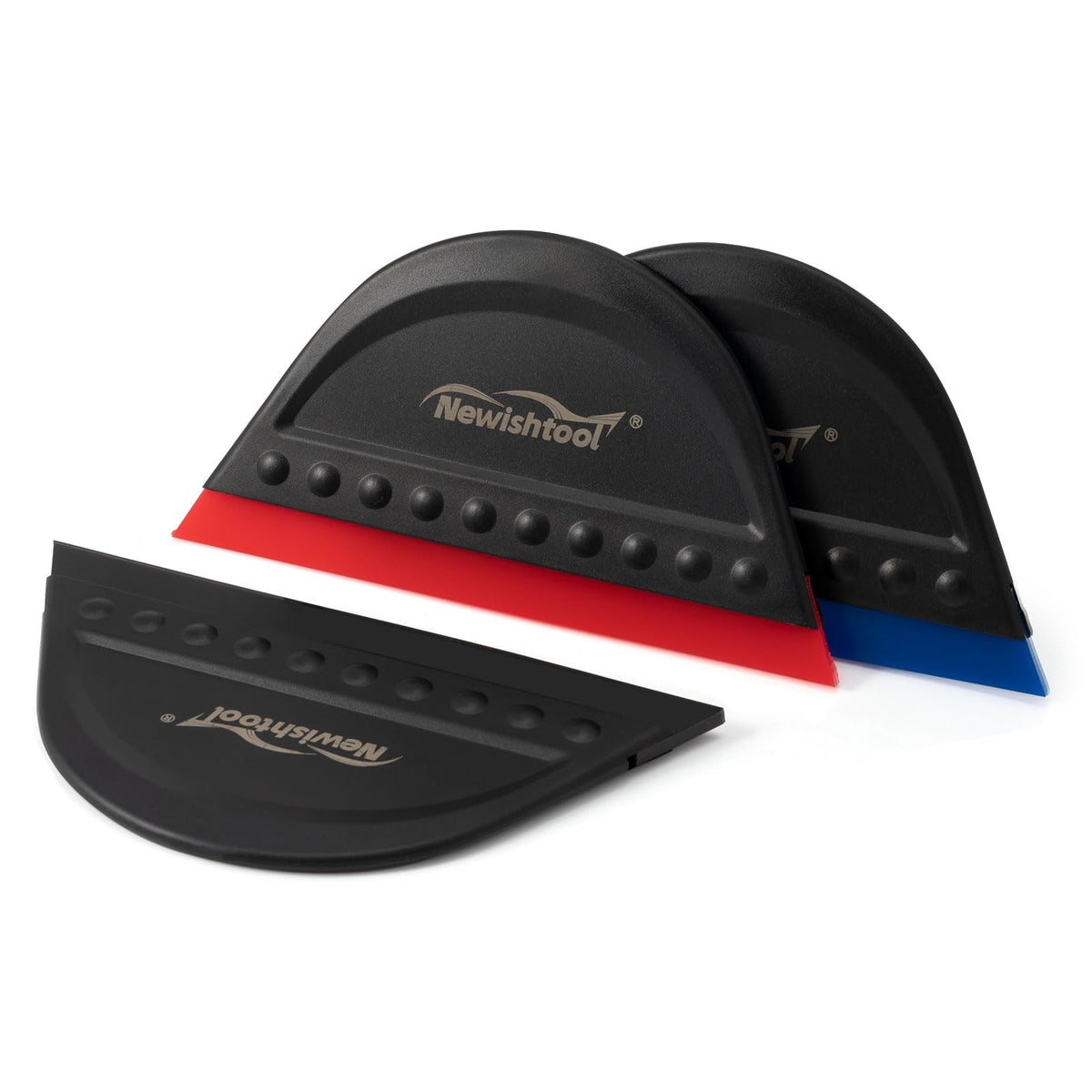 NEWISHTOOL front view of three-piece squeegee pack showing compact size and convenience
