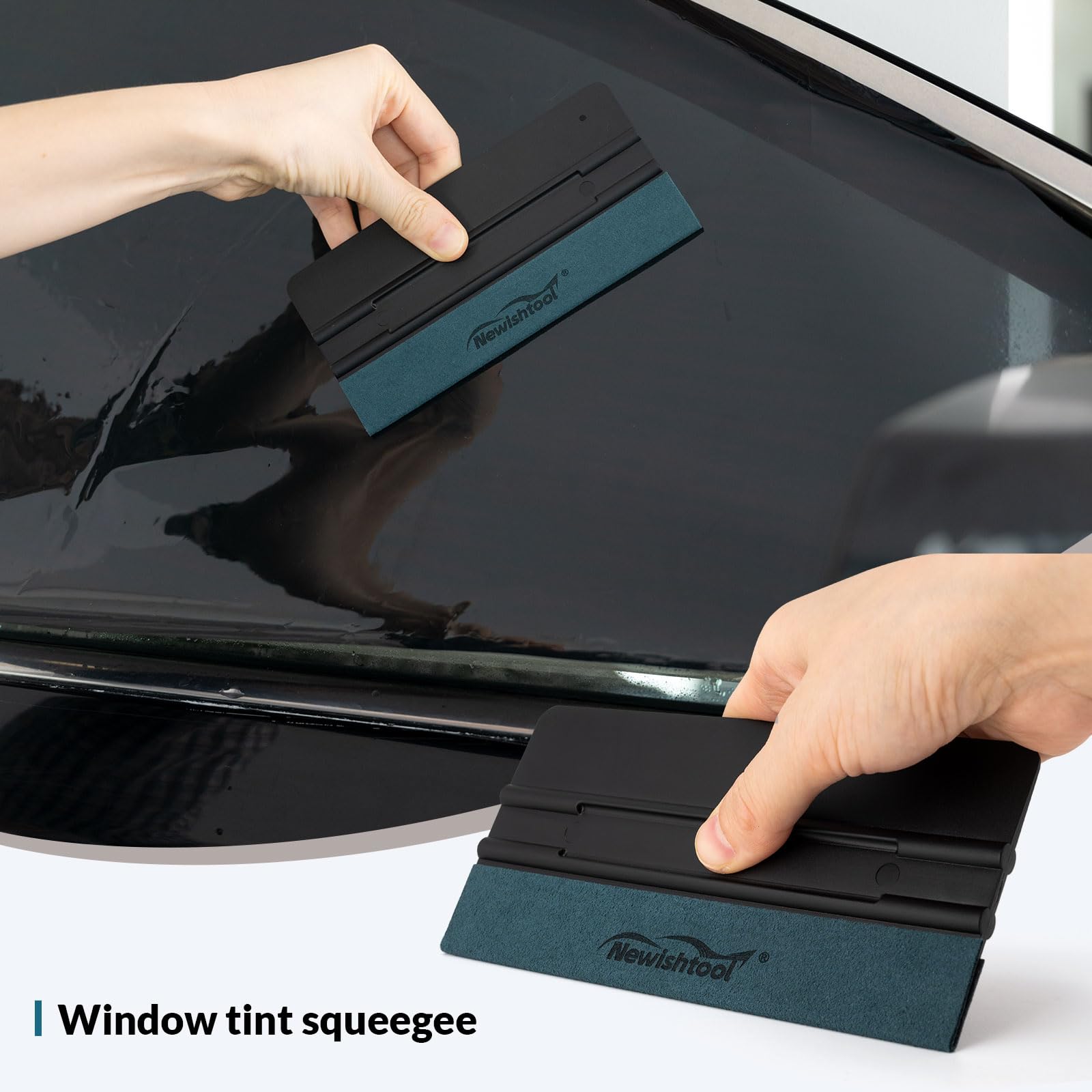NEWISHTOOL squeegee smoothing car door wrap for bubble-free finish