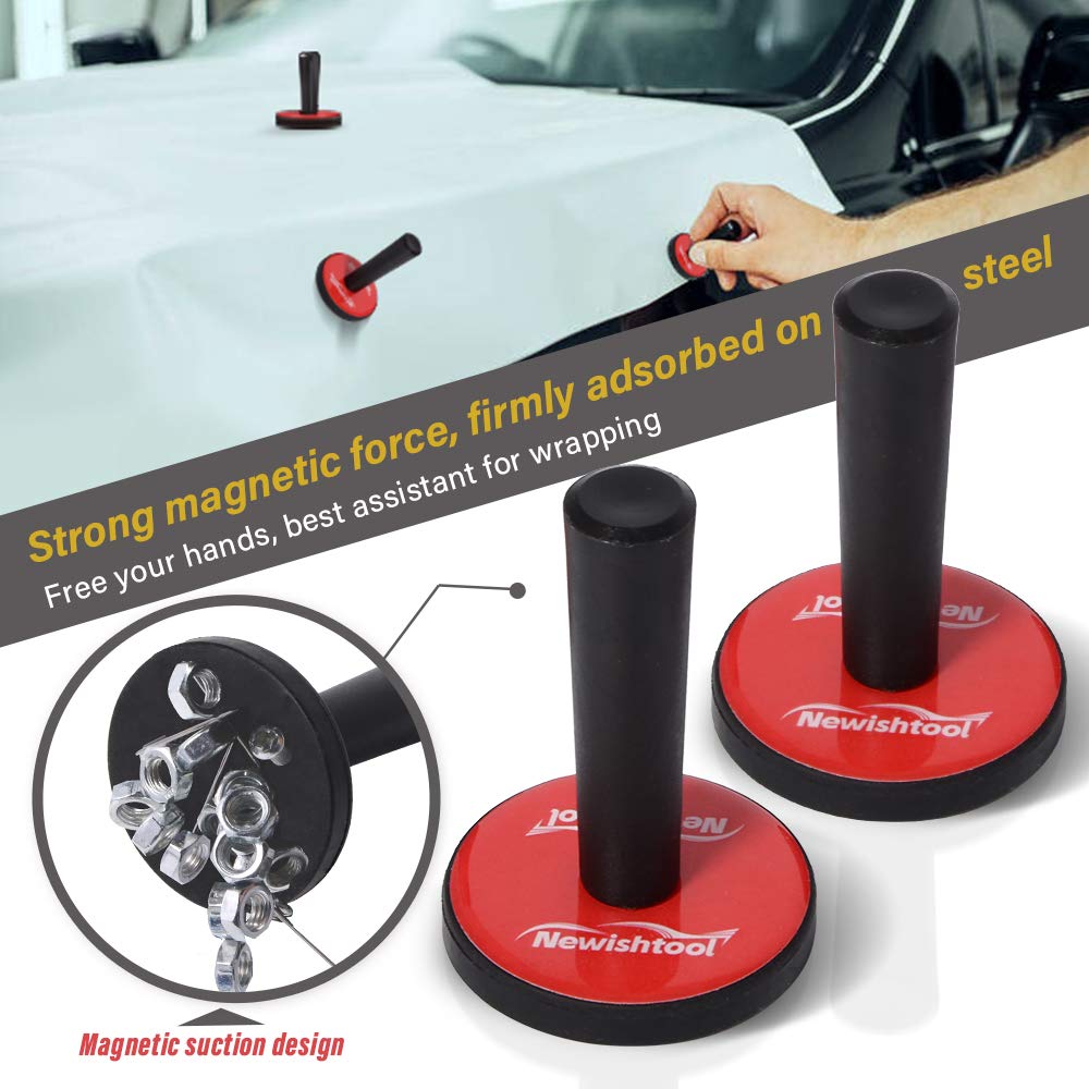 NEWISHTOOL magnetic wrap sticks and magnets holding film securely for hands-free alignment