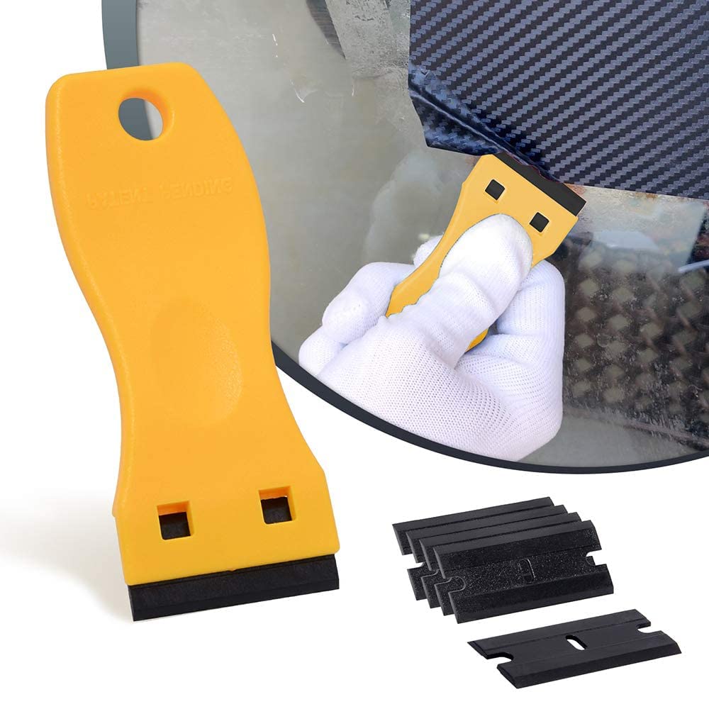 NEWISHTOOL plastic scraper with spare blades safely removes old film