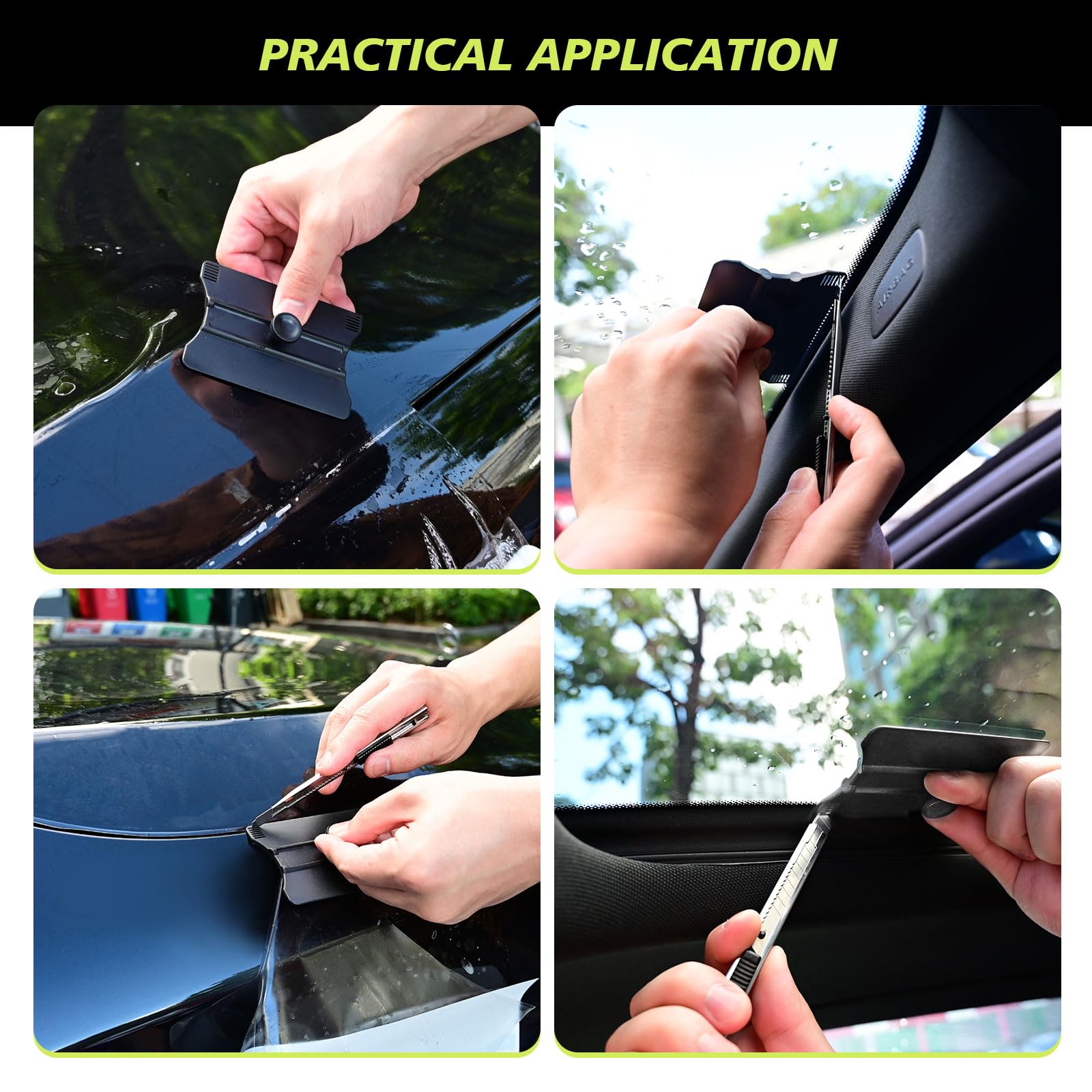 NEWISHTOOL squeegee beside ruler showing compact size for tight spaces