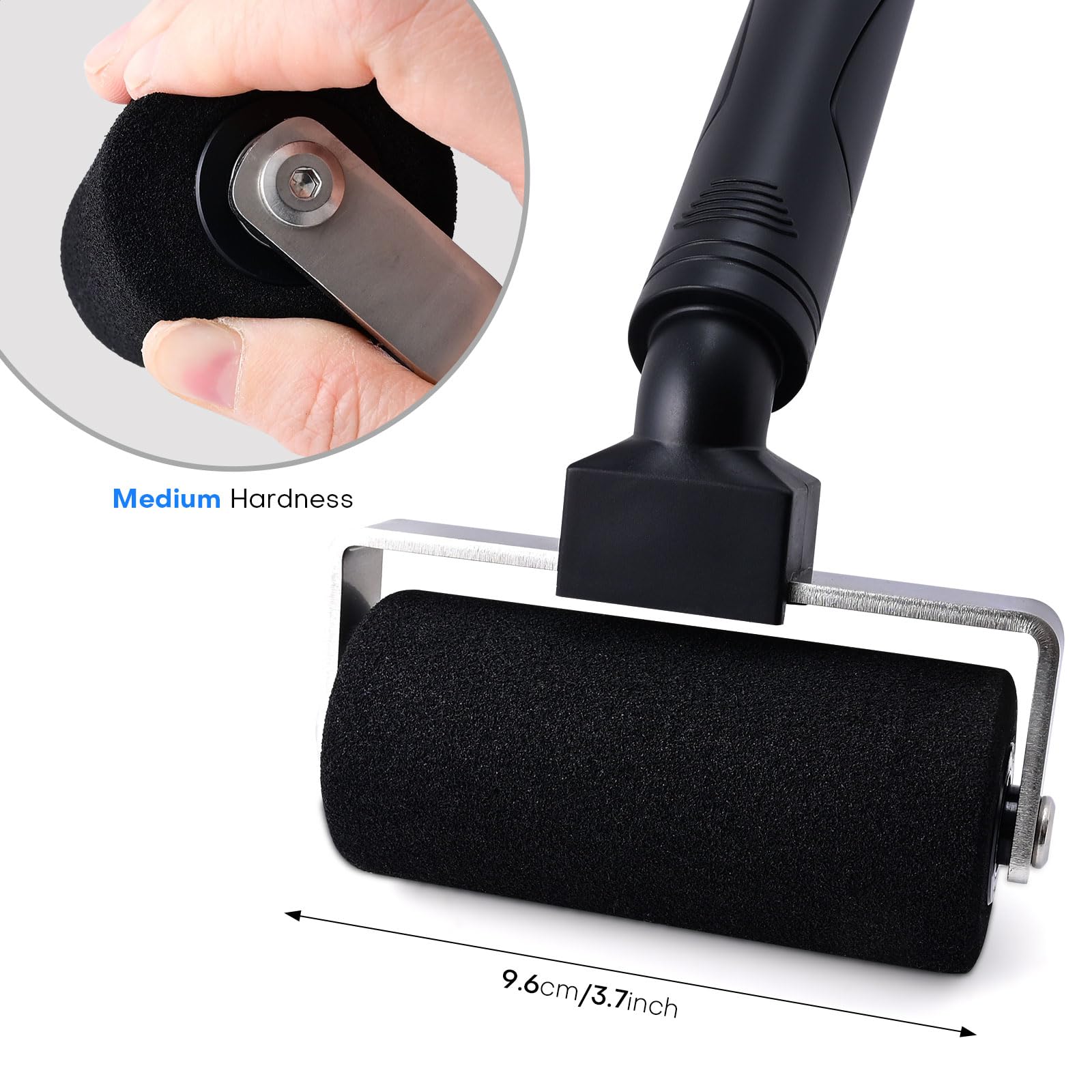 NEWISHTOOL roller next to ruler for clear size comparison and coverage speed
