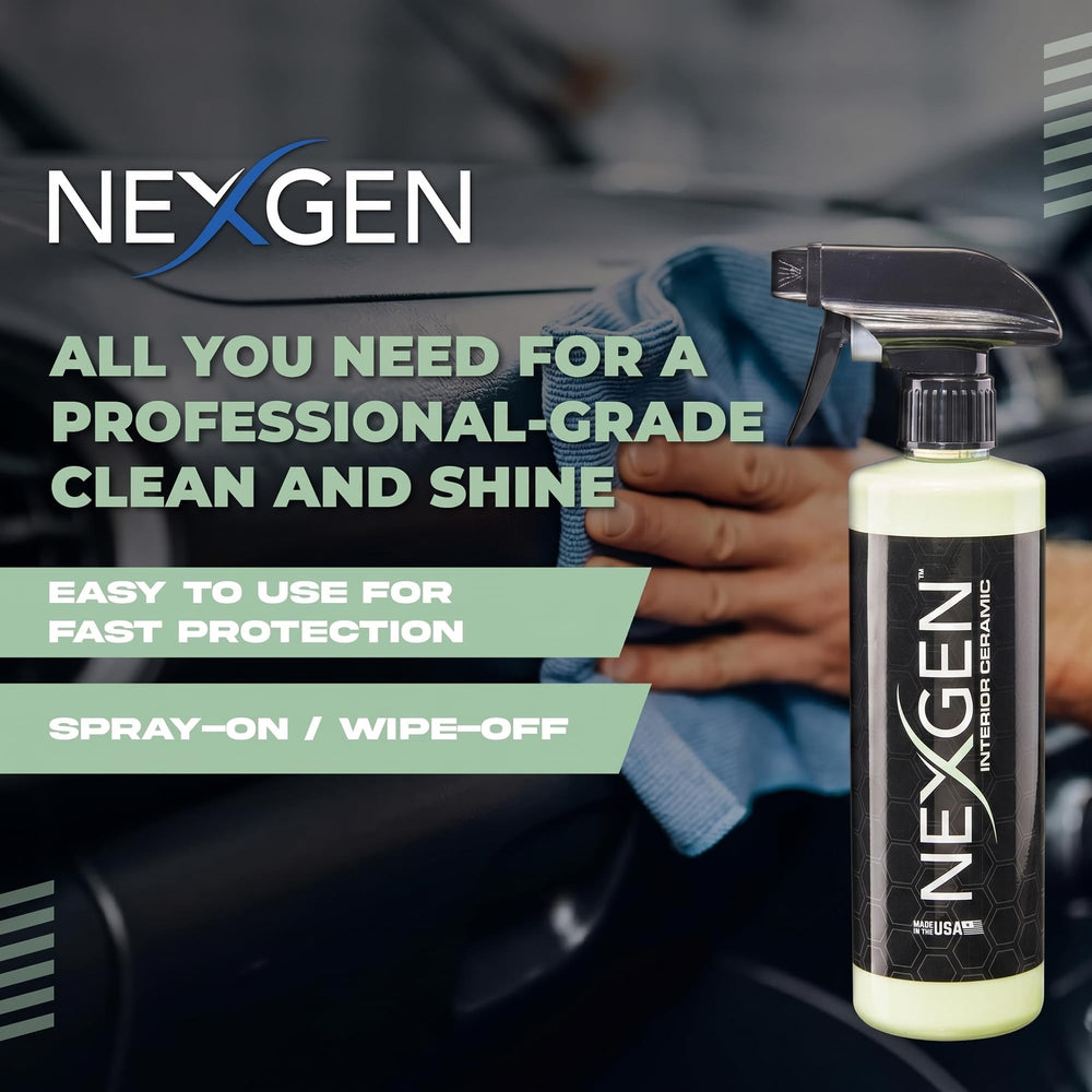 Side-by-side door panel before and after using Nexgen showing improved finish and cleanliness