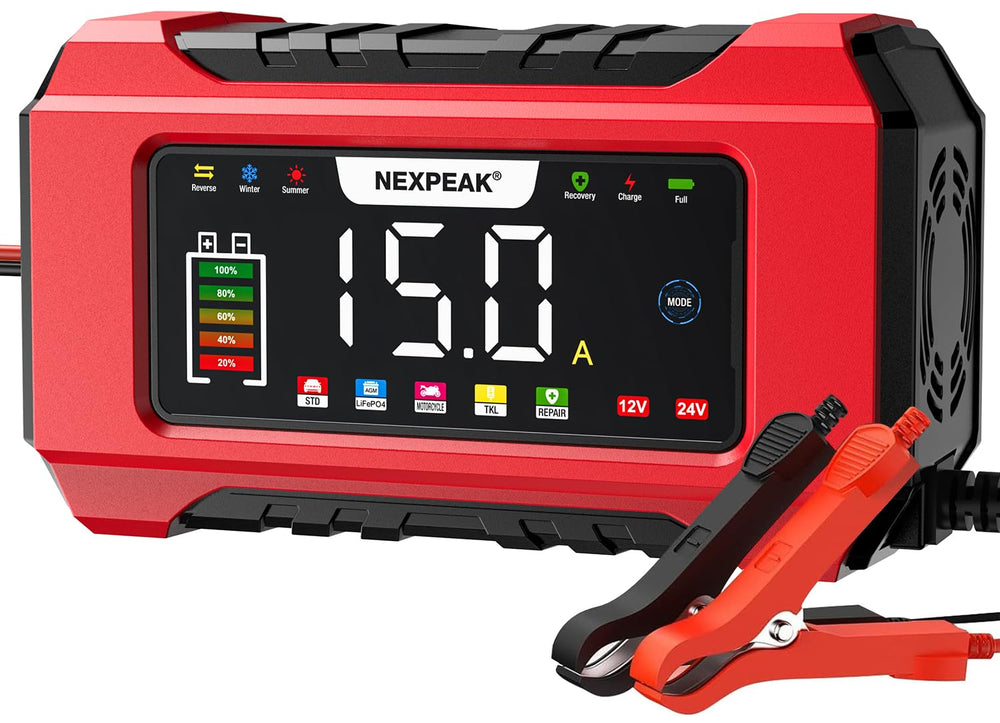 NEXPEAK front panel display showing charge status and indicators for quick monitoring