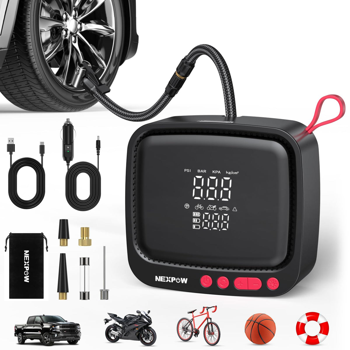 NEXPOW front view showing compact design and controls for easy storage