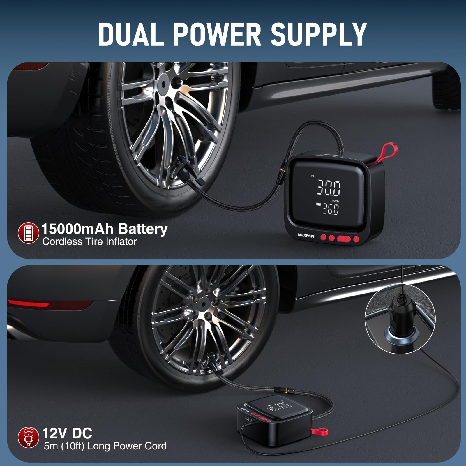 NEXPOW LED light modes illuminated for nighttime roadside visibility