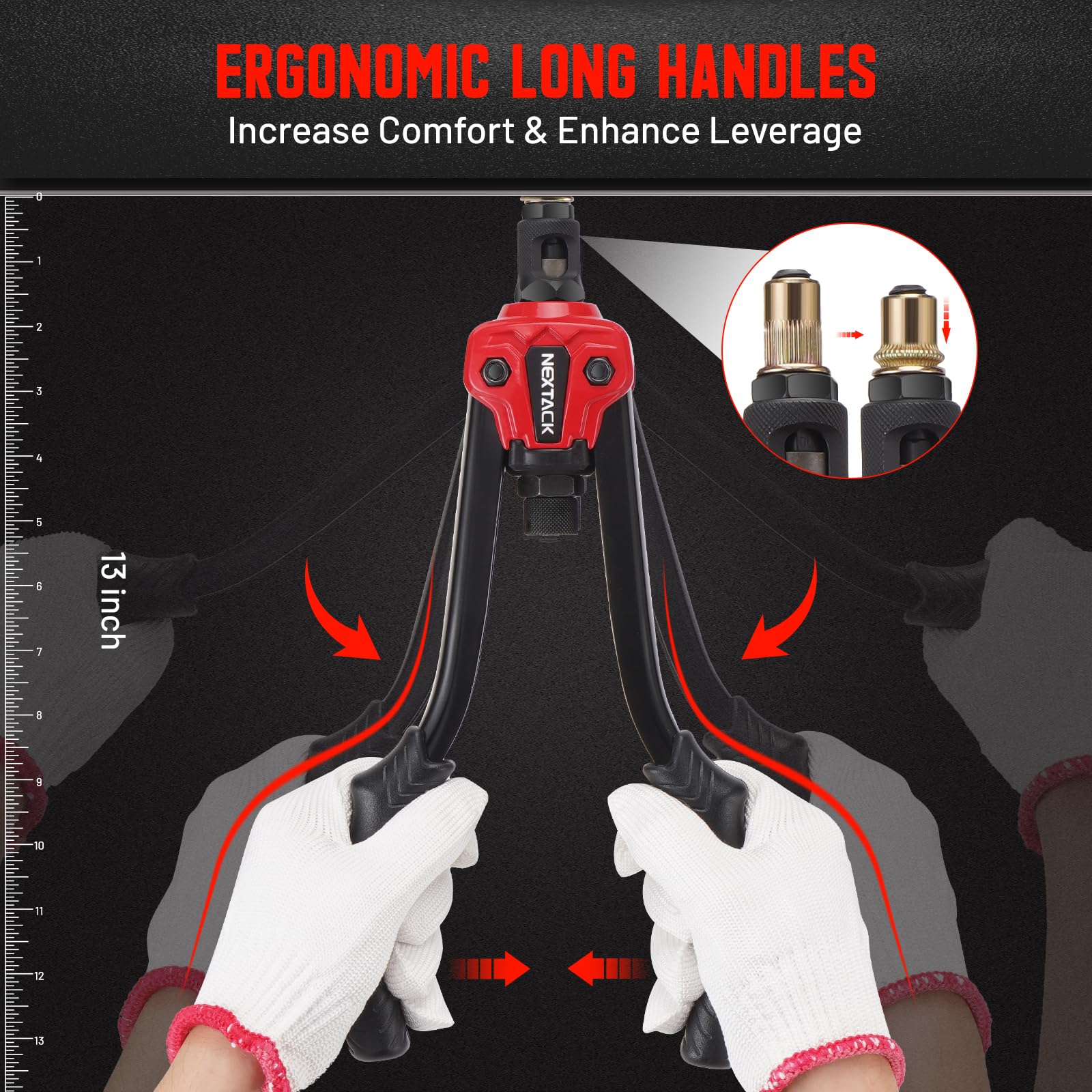 NEXTACK mandrels and nutserts detail showing included sizes for versatility