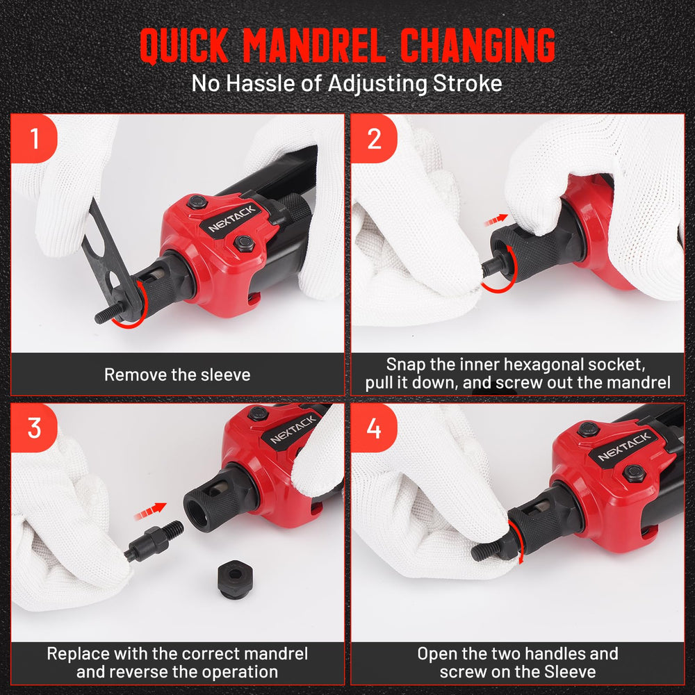 NEXTACK tool in use on van panel demonstrating installs in tight spaces