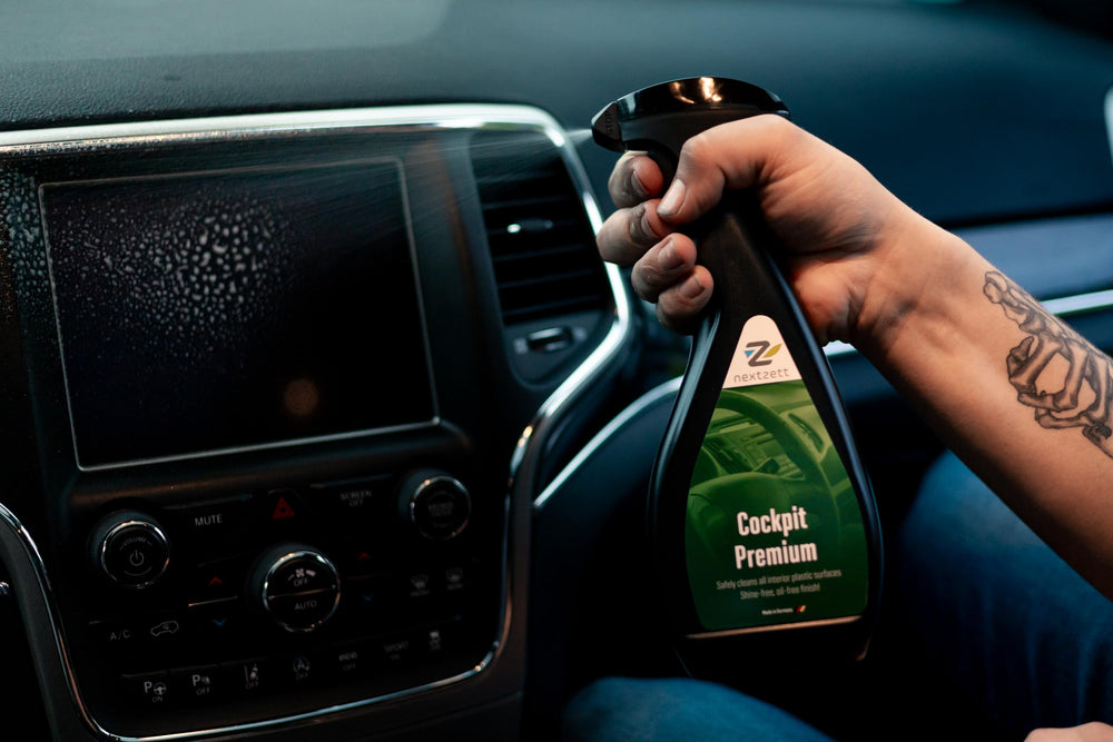 nextzett used on dashboard showing restored appearance and reduced glare benefit