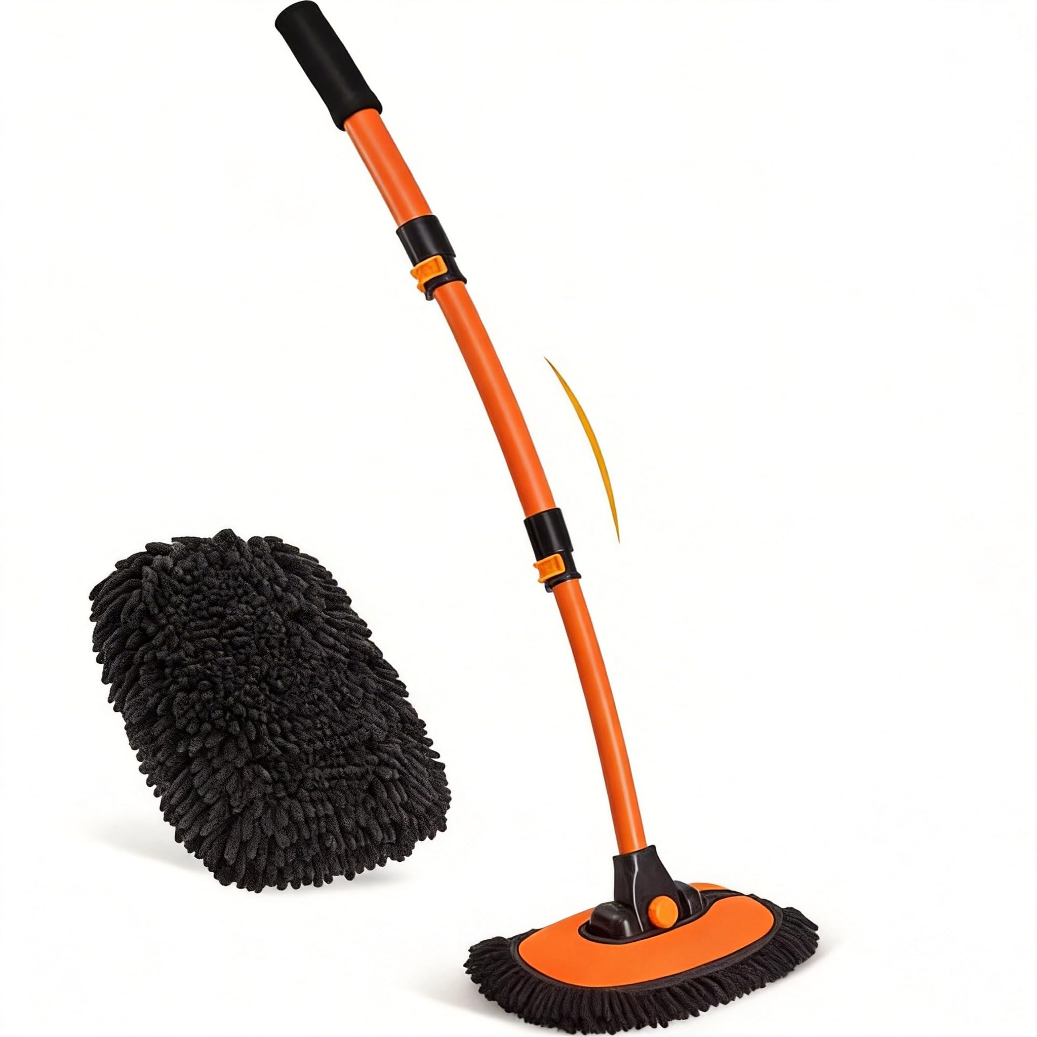 NEZENO front view of the orange car wash brush showing full kit and handle for easy cleaning
