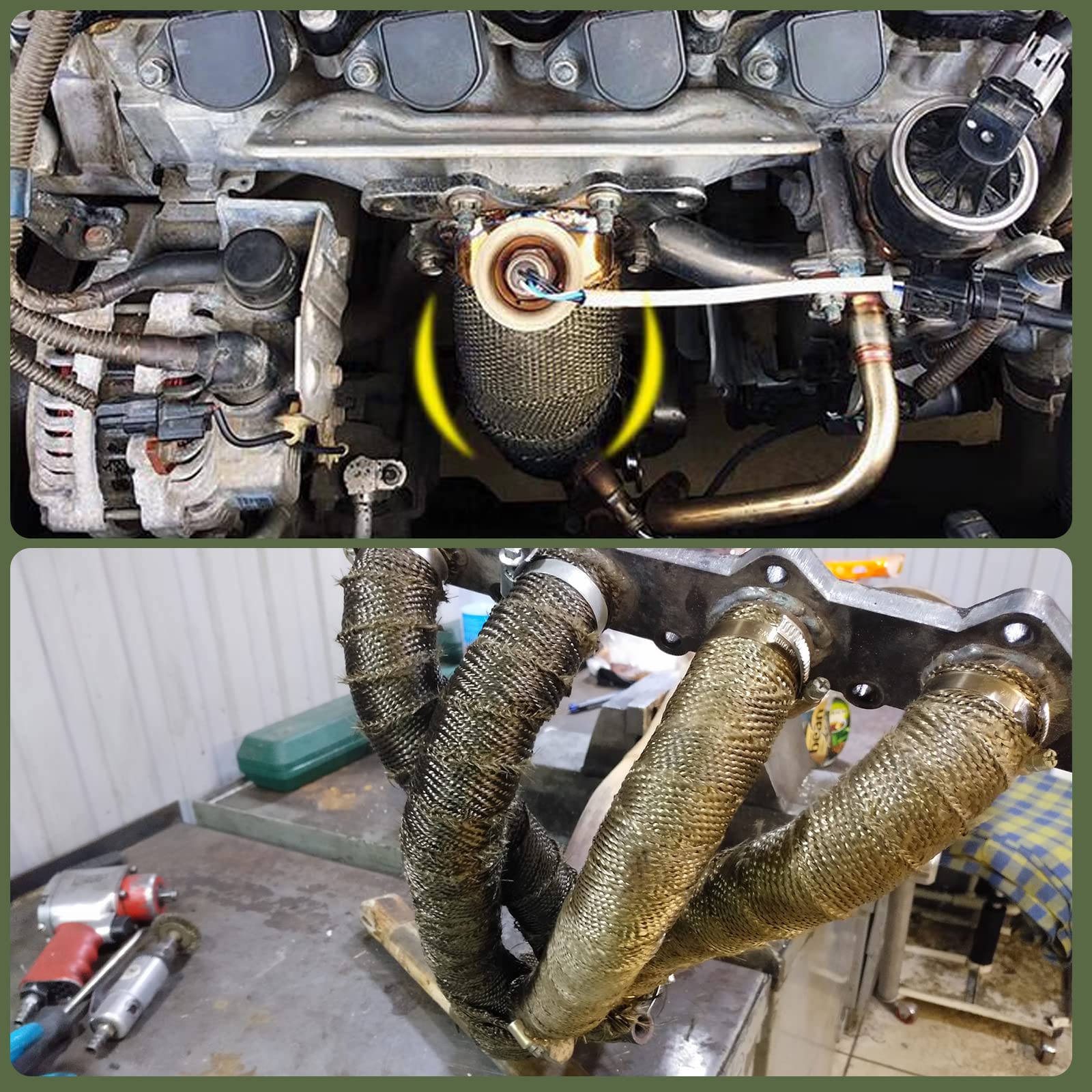NEZUIBAN wrapped header installed on motorcycle illustrating reduced under-hood heat and neat fit