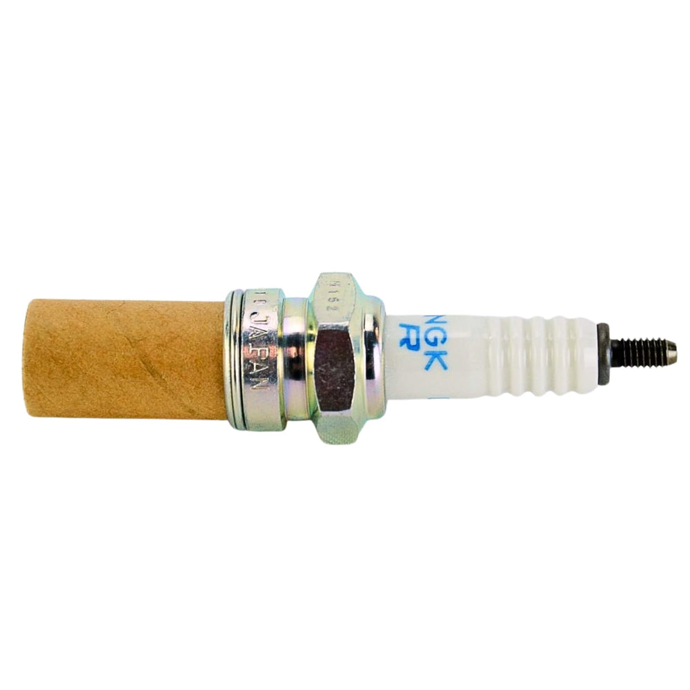 NGK close-up of DPR8EA-9 electrode and ceramic insulator highlighting durable construction