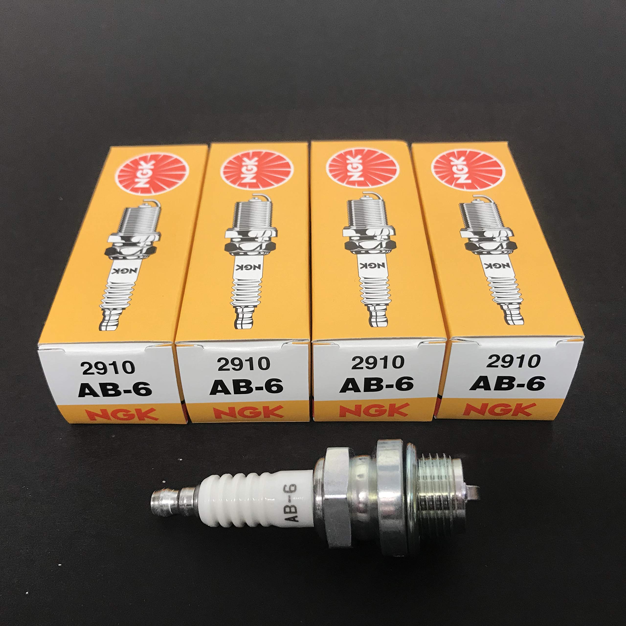 NGK AB-6 front view showing screw tip and durable finish for reliable ignition