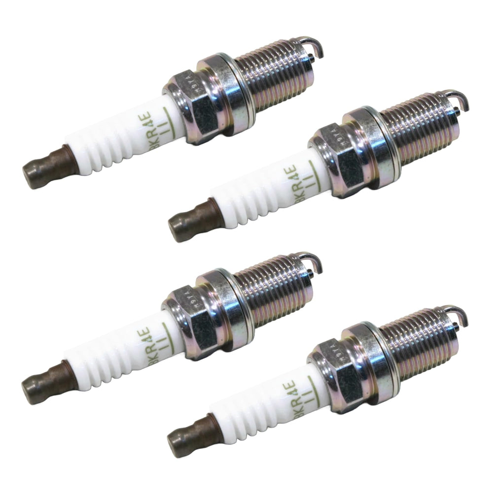 NGK BKR4E-11 front view showing four plugs and clear identification benefit