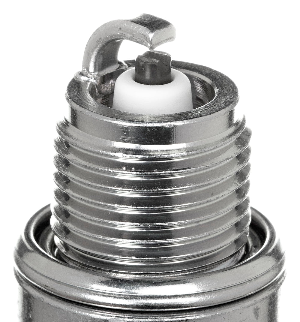 NGK BP8H-N-10 electrode close-up displaying nickel V-groove for reliable spark