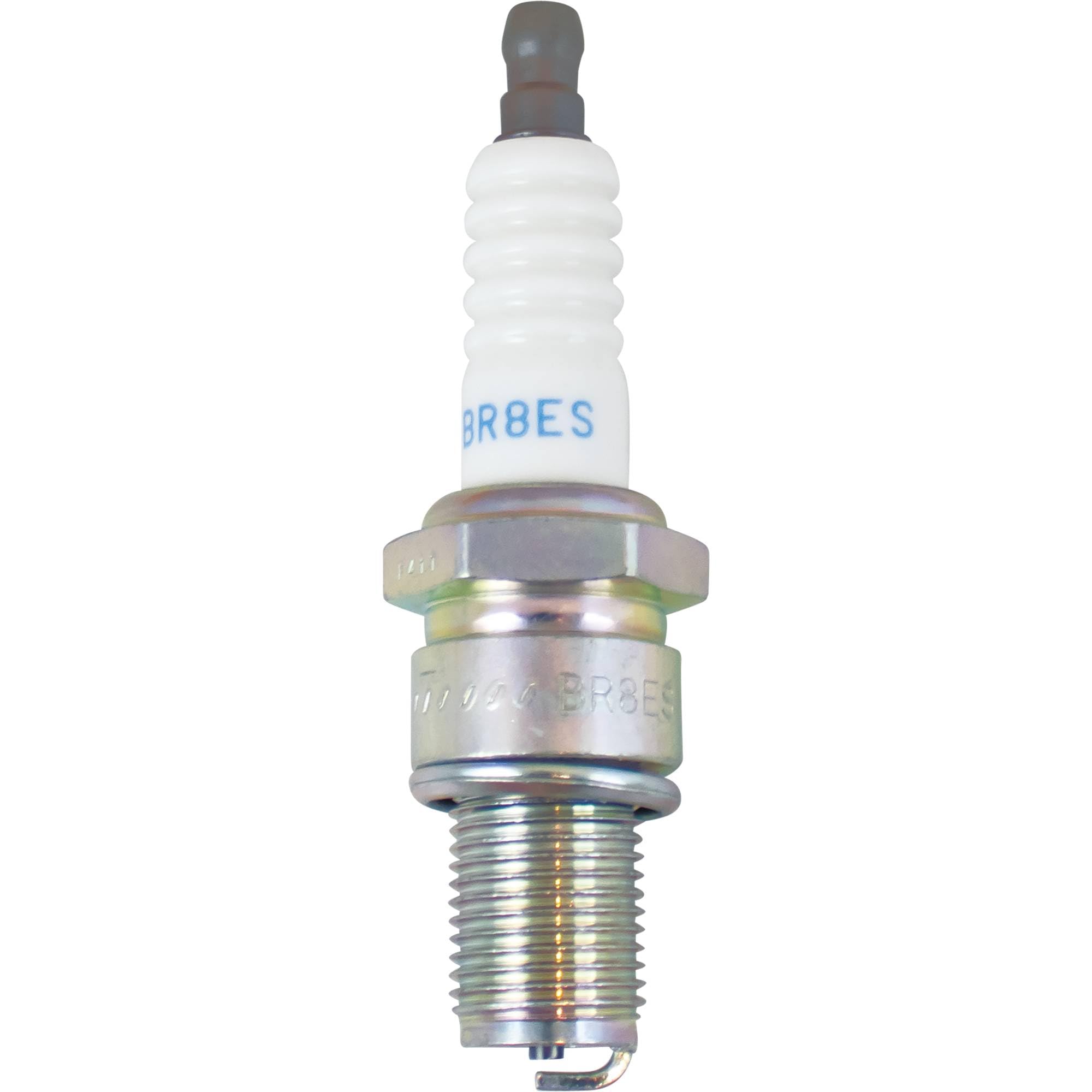 NGK thread and insulator close-up showing corrugated ribs and thread protection benefits
