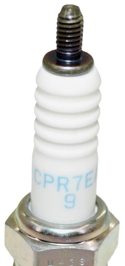 NGK detailed view of threads and crush washer for reliable cylinder seal