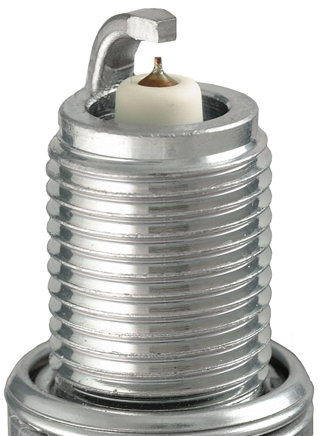 NGK DILKAR7M8 iridium electrode close-up highlighting fine tip for durable spark