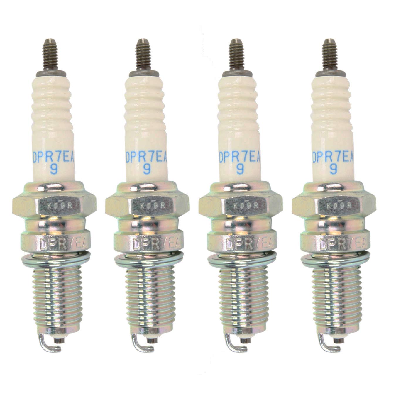 NGK DPR7EA-9 front packaging showing set of four plugs and label for reliable replacement